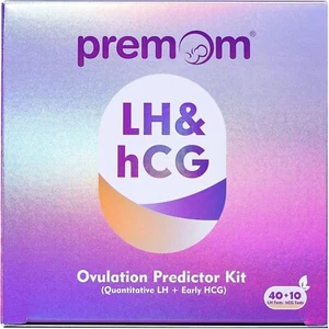 Premom 40 LH Ovulation + 10 HCG Schwangerschaftsteststreifen - Fruchtbarkeitsset - Bild 1 von 8