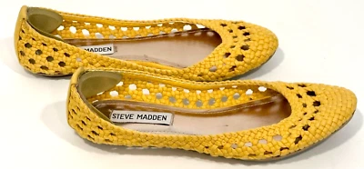 Sapatos Steve Madden chinelo sapatilhas de balé tecido de crochê amarelo canário superior tamanho 7 - Imagem 1 de 4
