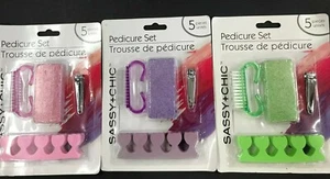 Pedicure Set 5 Pieces Sassy + Chic Lot of 3 Kits - Picture 1 of 6