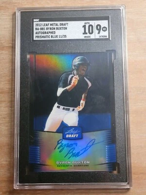 BYRON BUXTON 2012 Leaf Metal Draft Prismatic Blue RC Rookie Auto 11/25 SGC 9/10 - Image 1 of 2