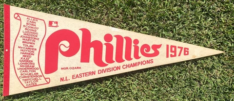 PHILADELPHIA PHILLIES 1976 NATIONAL LEAGUE EAST DIVISION CHAMPS SCROLL PENNANT Cover