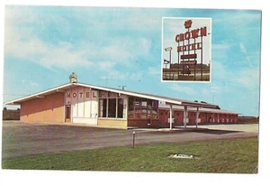 CROWN MOTEL Turnpike Light Up Sign Milan Ohio OH Postcard - Picture 1 of 2