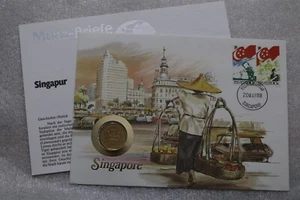 🧠🇸🇬 SINGAPORE 1 DOLLAR 1988 COIN COVER B63 #143 - Picture 1 of 5