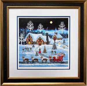 Jane Wooster Scott "North Pole Countdown" Framed Signed & # Litho Xmas Art - Picture 1 of 5