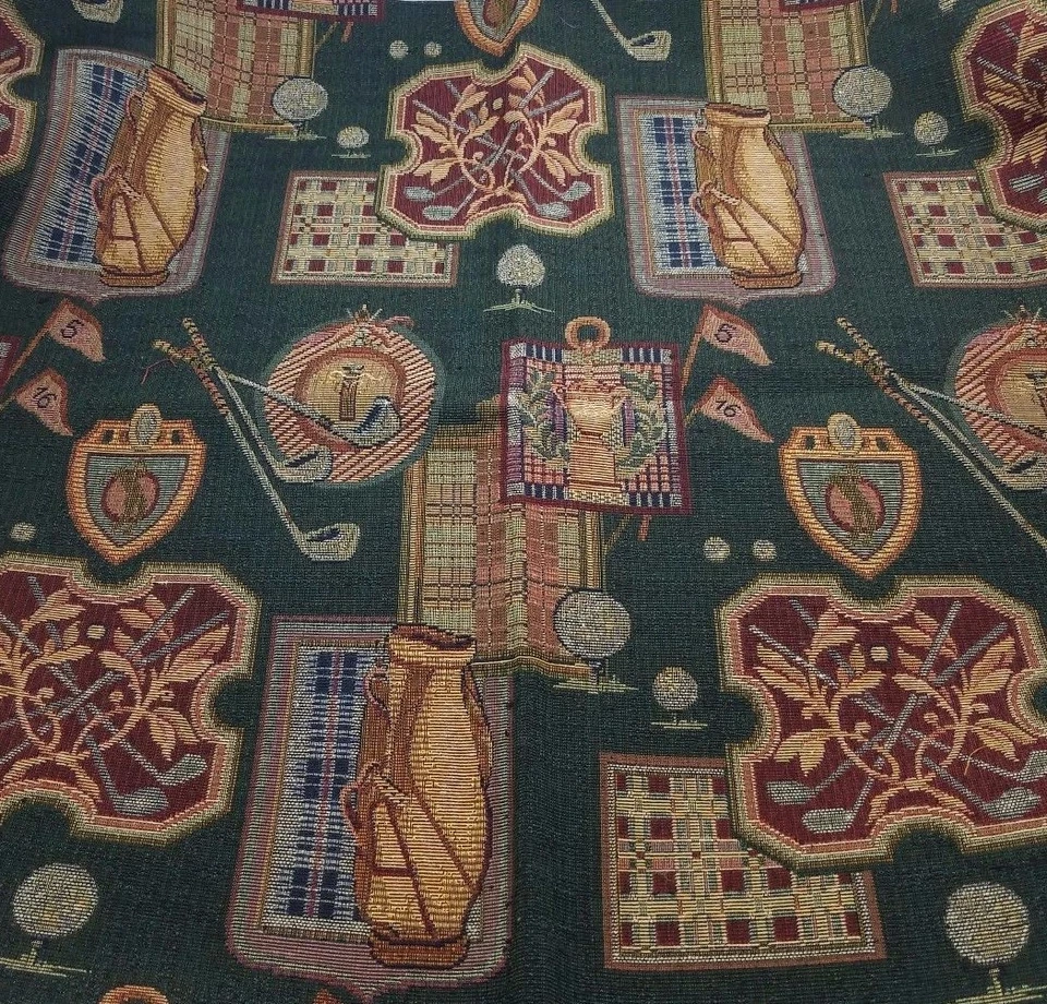 Bolsa de golf de aspecto antiguo palos de campo de golf escudo tapiz tejido tela artesanías Foto 1 de 4