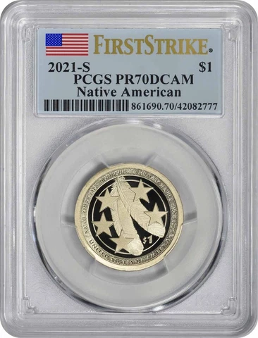 2021-S Sacagawea Native American Dollar PR70DCAM First Strike PCGS Cover