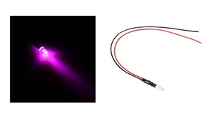 2x Wired LED 5mm Pink Ultrabright 12V with Cable Diodes Light Lamp - Picture 1 of 1