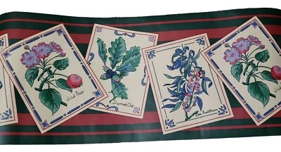 Papel pintado de pueblo de colección borde 4 rollos plantas silvestres flores cottagecore country  Foto 1 de 4