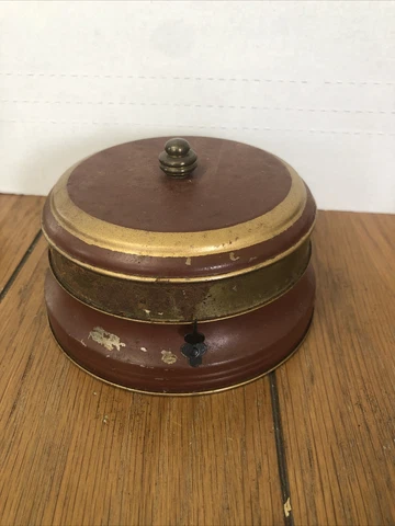Vintage Metal Rotary Mystery Clock Tape Measure  As Is Cover
