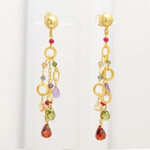 Multi Color Gems Dangle Earrings Natural stones Long Earring - Picture 1 of 5