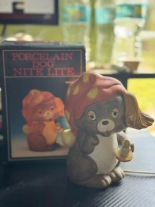 1986 VTG Puppy Porcelain Night Light With Original Box Taiwan Flambro - Bild 1 von 7
