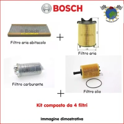 Kit 4 Filtri Tagliando Bosch per FORD MONDEO r8m #bk - Immagine 1 di 4
