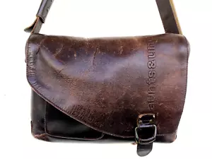 Aunts & Uncles Vintage braun Büffelleder Medium Judd Umhängetasche Messenger Bag 13" - Bild 1 von 17