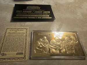 🎄1994 T. Aikman/ E. Smith Dallas Cowboys Jumbo 23k Gold W/ COA - Picture 1 of 6