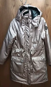 Next Winter Jacket 14 Years Girls Gold Rose Zip Hoodie Pockets  - Picture 1 of 9