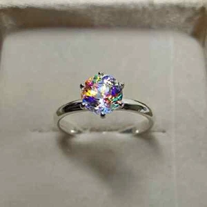 Mystischer Topas Ring, Portugiesischer Schliff, 10 mm 925 Sterling Silber Ring, Solitärring - Bild 1 von 8