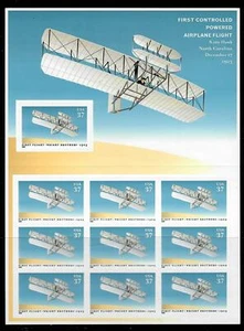US Sc 3783 1st Flight Wright Brother 100yrs Powered Airplane 1903 Flyer Pane 10 - Picture 1 of 4