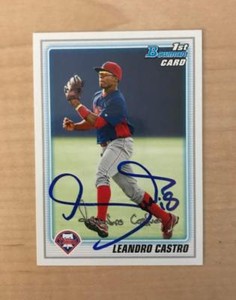 LEANDRO CASTRO PHILADELPHIA PHILLIES SIGNED 2010 BOWMAN CARD #BP53 W/COA