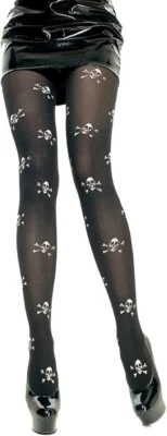 New Leg Avenue Skull & Crossbones Print Opaque Tights Style PC7728 One Size - Image 1 of 4