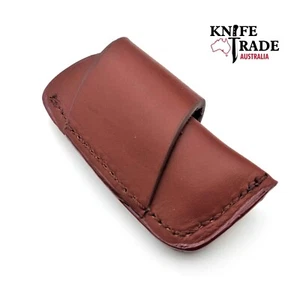 Horizontal Belt Carry Medium SH1174 Leather Folding Pocket knife Belt Sheath EDC - Picture 1 of 9