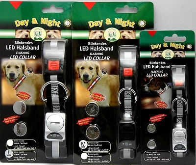 KARLIE LED Halsband Day & Night Reflektierend Super hell blinkendes LED Halsband S-M-L