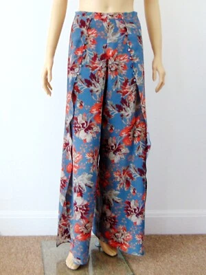 INTERMIX 100% Silk Buttoned Front Split Wide Leg Pants W 26 3/4” / Size Petite - Image 1 of 4