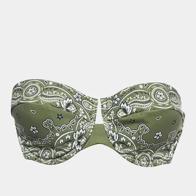 Top de bikini bandeau con aros estampado cachemir verde Zimmermann L Foto 1 de 4