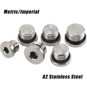 Metric/Inch Flanged Internal Hex Male Blanking Plug A2 Stainless With ED Washers - Picture 1 of 41
