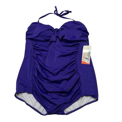 Traje de baño Catalina para mujer 3X púrpura repentinamente delgado halter una pieza acanalado playa Foto 1 de 4