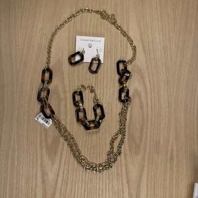 Pendientes y pulsera Charter Club tortuga tono dorado nuevos con etiquetas Foto 1 de 3