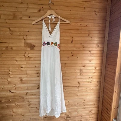 Beach by Exist 白色长裙细肩带比基尼上衣钩针编织小号/中号 — 第 1/4 张图片