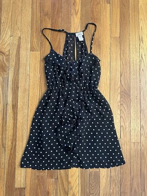 VTG Y2K Black Polka Dot Short Eyelash Couture Mini Dress Size S Goth Grunge - Image 1 of 4