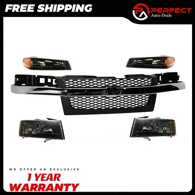 New Front Grille Assembly and Headlight Kit For 2004-2012 Chevrolet Colorado - Image 1 of 4