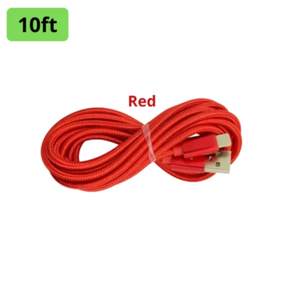 Cable cargador USB de 10 pies cable de carga de sincronización de datos para iPhone 14 13 12 11 SE XR iPad Foto 1 de 4