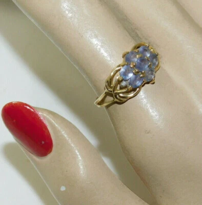 UK 9ct Gelbgold Qvc Tansanit Lavendel Klunker Größe 8 Ring G1 - Bild 1 von 4
