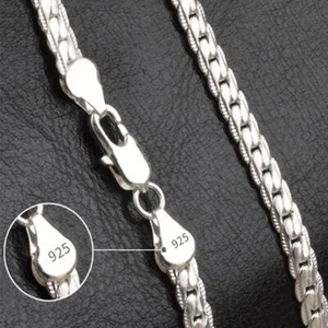 Sterling Silver Curb Chain - 3mm - 16" 18" 20" 22" 24" 26" 30" Solid 925 Silver - Picture 1 of 5