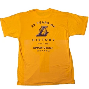 LA Lakers I Love LA ! Vintage Fruit Of The Loom Yellow Purple T Shirt XL NBA Y2K - Picture 1 of 4