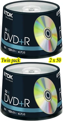 TDK T19504 / T19444 16x DVD+R 100 Piece Cakebox - AMAZON ASIN B000HUZYLS - Image 1 of 4