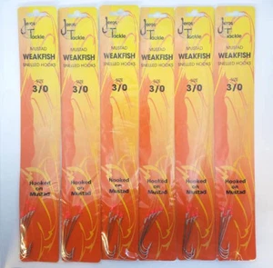 6 PACKUNGEN JEROS TACKLE 12 ZOLL VERZINNT SCHWACHFISCH SCHNÜRHAKEN MIT RUNDER PERLE GRÖSSE 3/0 - Bild 1 von 1