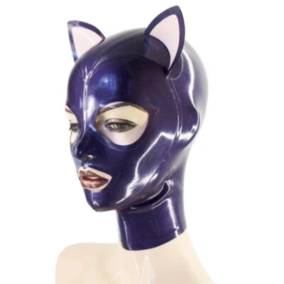 Sexy Latex Unisex Hood Mask with Ear Party Wear Rubber Mask Club Wear 0.4mm - Image 1 of 4