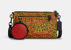 Coach Disney Mickey Mouse X Keith Haring Holden Crossbody Coin Case~NWT~ C6913 - Picture 1 of 6