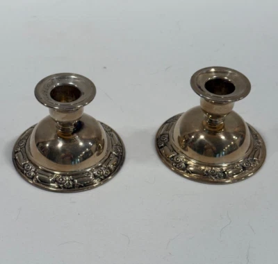 Par de candelabros vintage Oneida Silversmiths Park Lane - años 70, 2,5" de alto Foto 1 de 4