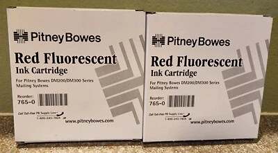 Lote de (2) Tinta Fluorescente Roja Pitney Bowes Genuina Nueva Serie DM200/DM300 Foto 1 de 2