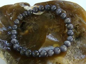 Hombres Mujeres Pulsera de Piedras Preciosas Gris Natural Cuentas de Ojos de Gato Regalo Joyería - Imagen 1 de 2