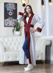 Palästinensische Damen bestickt offen Abaya/Bisht Kufiya Stil Langarm - Bild 1 von 4