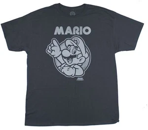 Super Mario Brothers (Nintendo) Mens T-Shirt - Waving White Print Circle Image - Picture 1 of 1