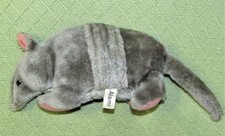 14" VINTAGE RUSS ALAMO ARMADILLO STUFFED ANIMAL GREY PLUSH ANT EATER REALISTIC 