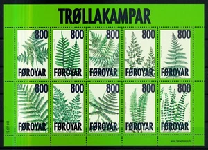 FAROE ISLANDS. 2008. 80 Kr. Ferns, souvenir sheet, MNH (BL38) - Picture 1 of 1