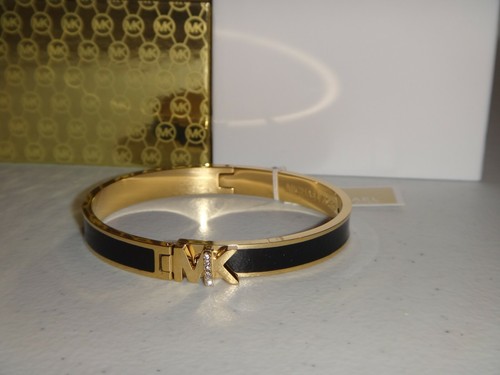 Michael Kors Bracciale Bracciale Alta Oro Giallo & Smalto Nero MKJ7694710 + SCATOLA MK