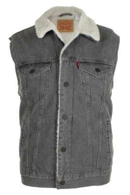 Chaleco de mezclilla para hombre Levi's ajuste regular frente a presión Sherpa Trucker Jean Foto 1 de 4
